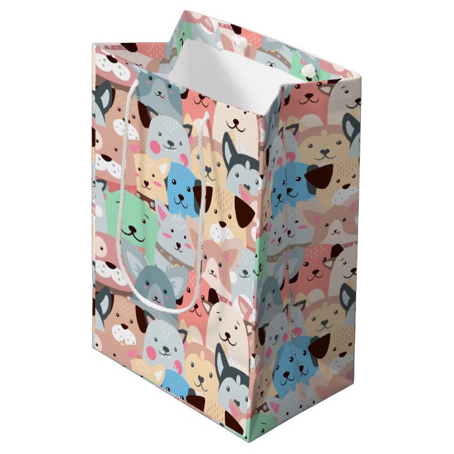 Many Colorful Dogs Design Medium Gift Bag (Front Angled)