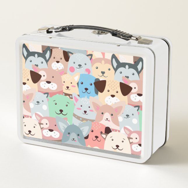 Many Colorful Dogs Design Metal Lunch Box (Back)