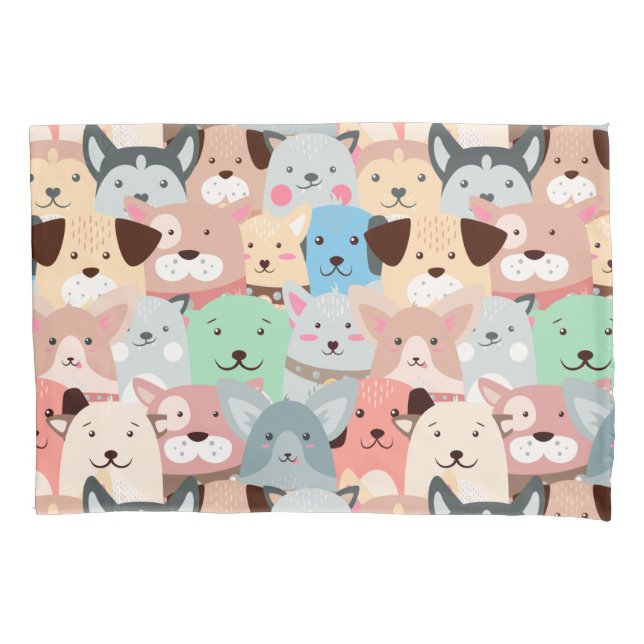 Many Colorful Dogs Design Pillow Case (Front)