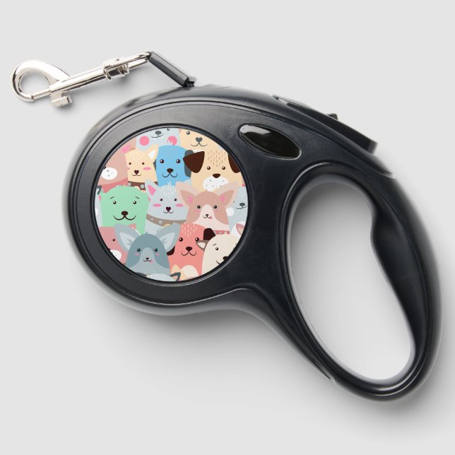 Many Colorful Dogs Design Retractable Dog Leash (Front)