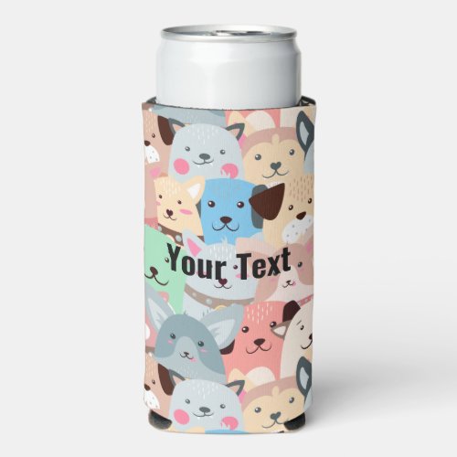Many Colorful Dogs Design Seltzer Can Cooler