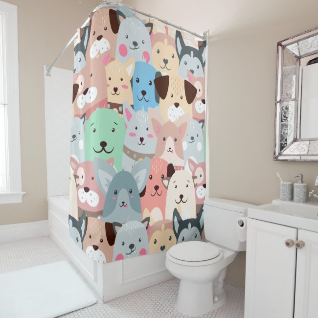 Many Colorful Dogs Design Shower Curtain