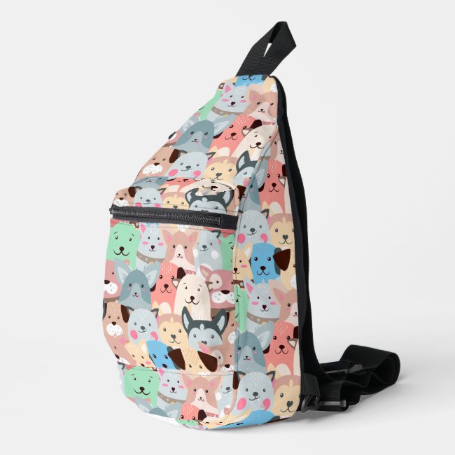 Many Colorful Dogs Design Sling Bag