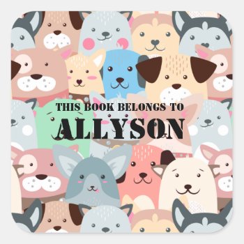 Many Colorful Dogs Design Square Sticker by SjasisDesignSpace at Zazzle