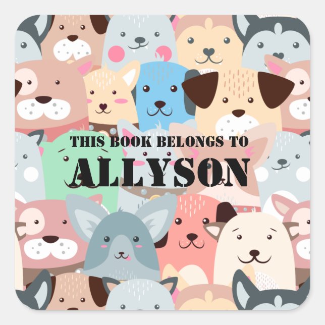 Many Colorful Dogs Design Square Sticker (Front)