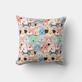 Many Colorful Dogs Design Throw Pillow by SjasisDesignSpace at Zazzle