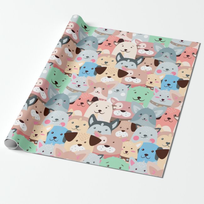 Many Colorful Dogs Design Wrapping Paper Roll