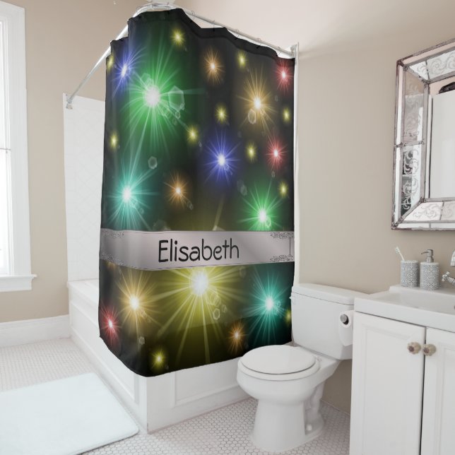 many colorful glowing festive lights shower curtai curtain (In Situ)