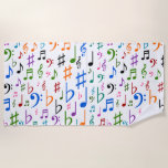 [ Thumbnail: Many Colorful Music Notes and Symbols Beach Towel ]