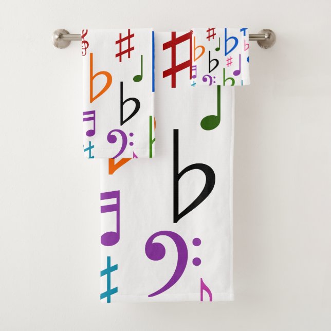 Many Colorful Music Notes and Symbols Towel Set (Insitu)