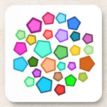 [ Thumbnail: Many Colorful Pentagon Shapes Coaster ]