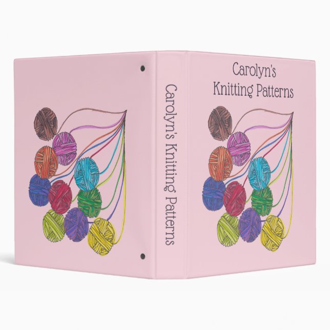 Many coloured balls of yarn, knitting patterns 3 ring binder (Background)
