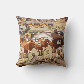 many colourful houses and roofs in luxury district throw pillow