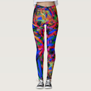 Many crooked squares with colorful 'brushstrokes' leggings