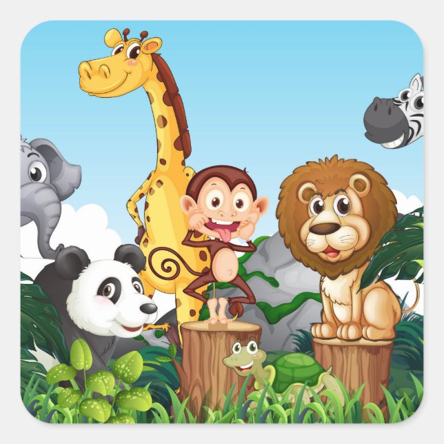 Many Cute Animals in the Forest-23869 Square Sticker (Front)