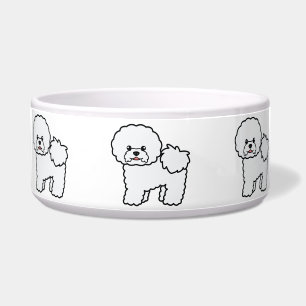 Many Cute Cartoon Bichon Frise Dogs In Row Bowl