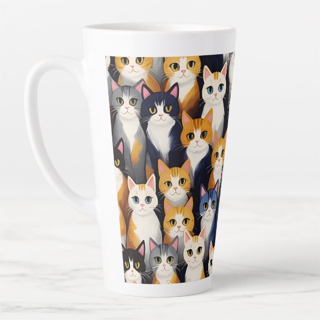 Many cute cats pattern latte mug (Left)