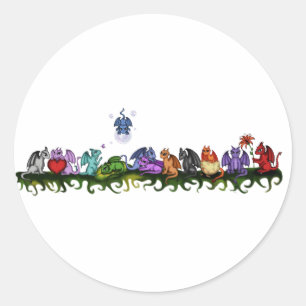 many cute Dragons Classic Round Sticker