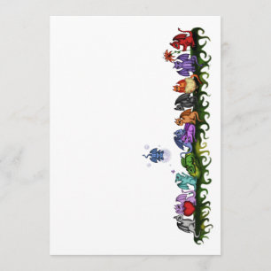many cute dragons invitation