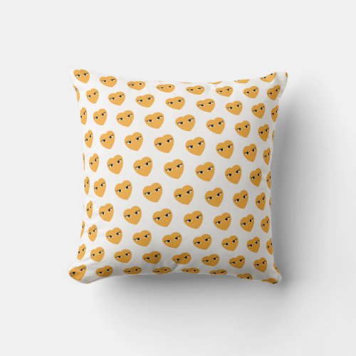 Many Cute Heart with Eyes on White Throw Pillow