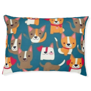 Many cute little dogs dark blue pet bed