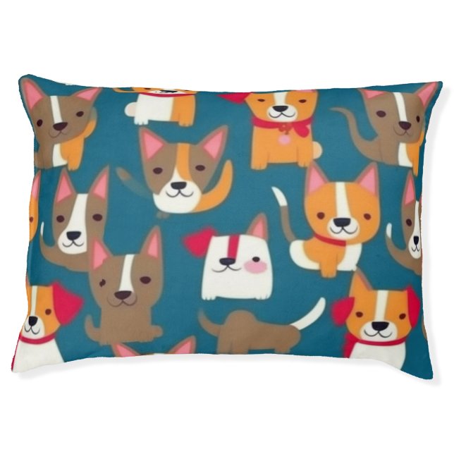 Many cute little dogs dark blue pet bed (Front)