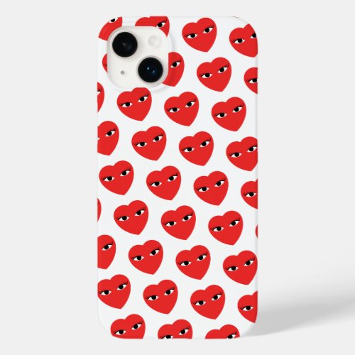 Many Cute Red Hearts with Eyes on white Case_Mate iPhone 14 Plus Case