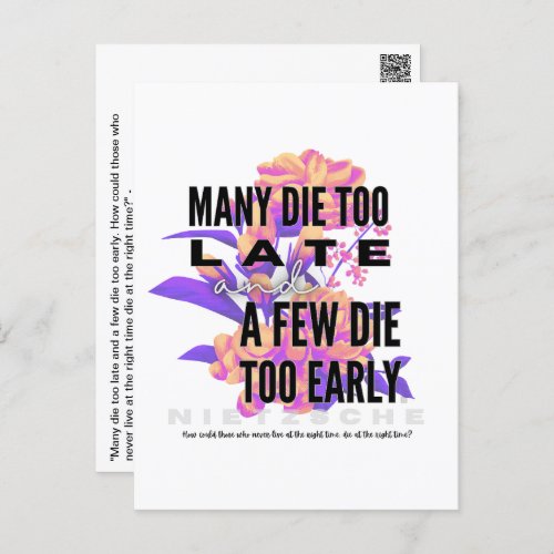 Many die too late and a few too early NIETZSCHE Postcard