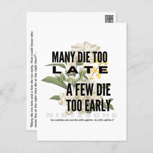 Many die too late and a few too early NIETZSCHE Postcard