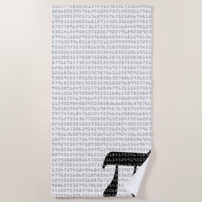 Many Digits of Pi Mathematical Constant Beach Towel (Front)