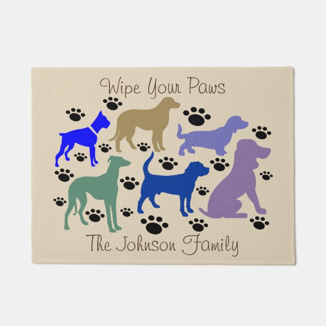 Many Dogs & Paws Door Mat (Front)