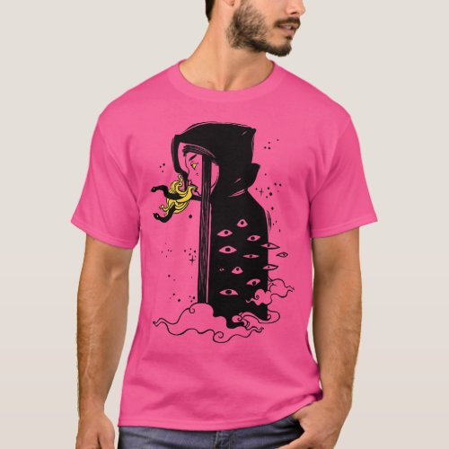 Many Eyed Witch In Cloak With Magic Snakes Goth ar T_Shirt