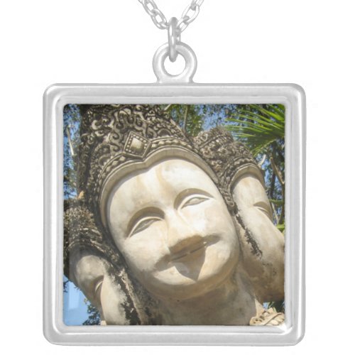Many Face Wai  Nong Khai Isaan Thailand Silver Plated Necklace