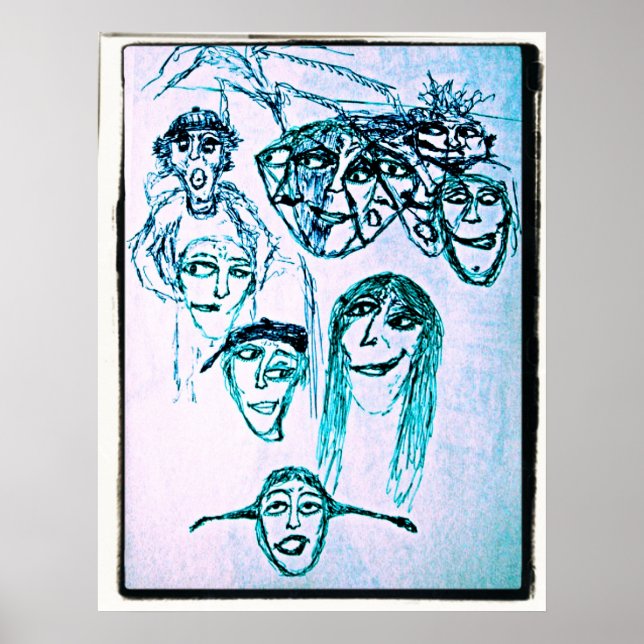 many faces drawing poster (Front)