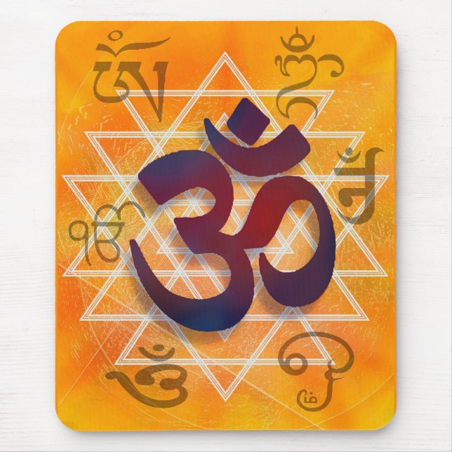Many Faces of Om Mouse Pad (Front)