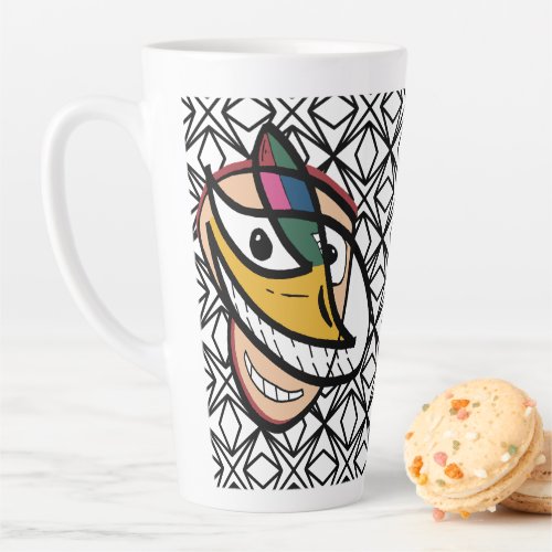 Many faces optical illusion latte mug