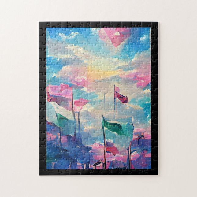Many flags colorful abstract art  jigsaw puzzle (Vertical)