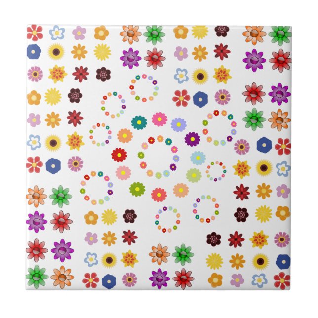 Many Flowers Ceramic Tile (Front)