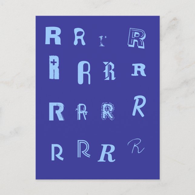 Many Fonts. Your Letter. Custom Monogram Postcard (Front)