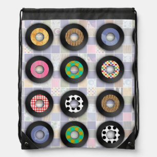 Many Fun Records Cute Retro Fun Pattern Art Drawstring Bag