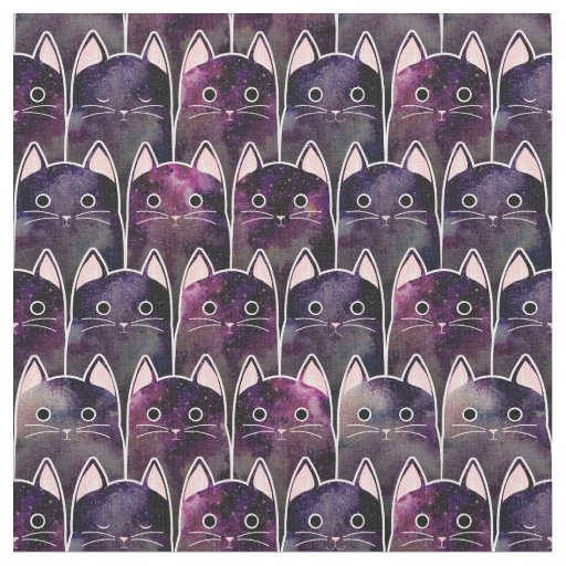 Many Galaxy Cats Pattern Fabric