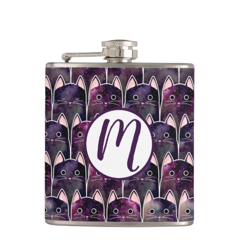 Many Galaxy Cats Pattern Flask