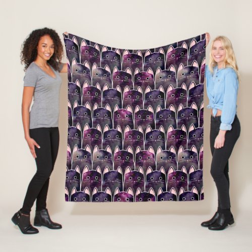 Many Galaxy Cats Pattern Fleece Blanket