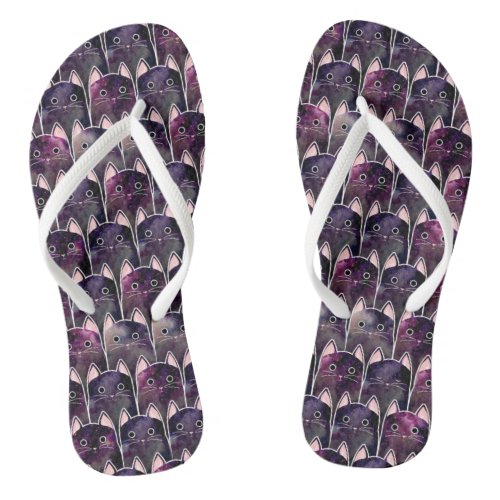 Many Galaxy Cats Pattern Flip Flops