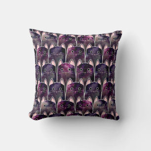 Many Galaxy Cats Pattern Throw Pillow