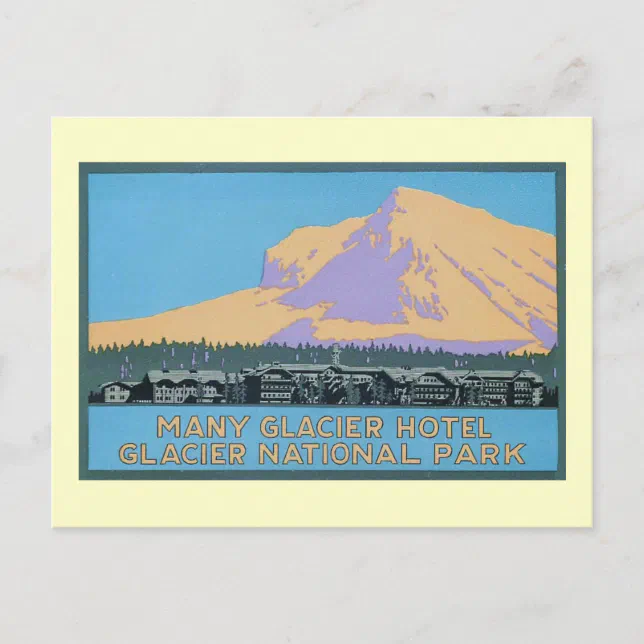 Many Glacier Hotel, Glacier National Park Vintage Postcard | Zazzle