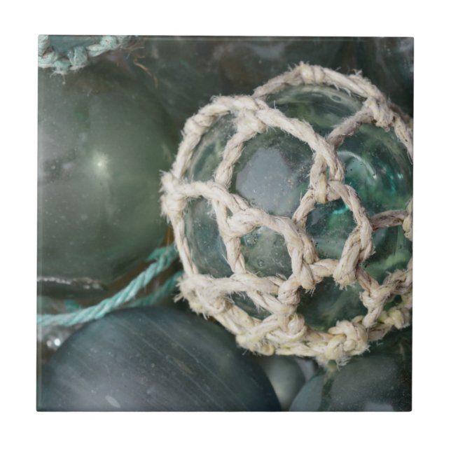 Many glass fishing floats, Alaska Ceramic Tile (Front)