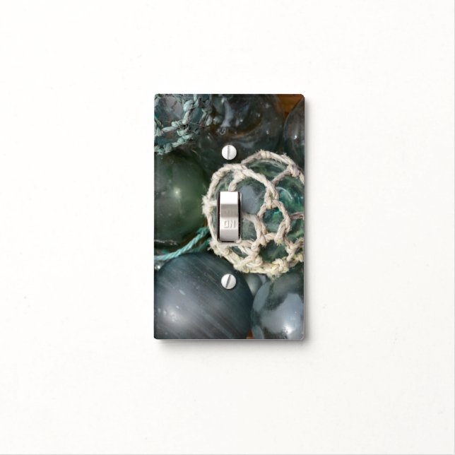 Many glass fishing floats, Alaska Light Switch Cover (In Situ)