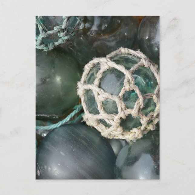 Many glass fishing floats, Alaska Postcard (Front)