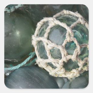 Many glass fishing floats, Alaska Square Sticker